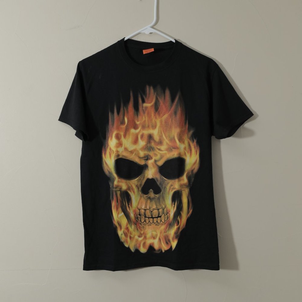 Happy Halloween Flaming Skull Shirt (S)